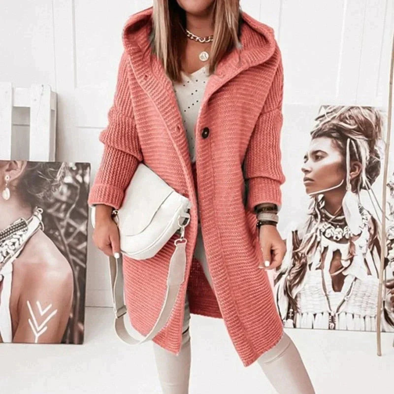 Audrey | Women's Cozy Hooded Knitted Cardigan Jacket for Ultimate Comfort