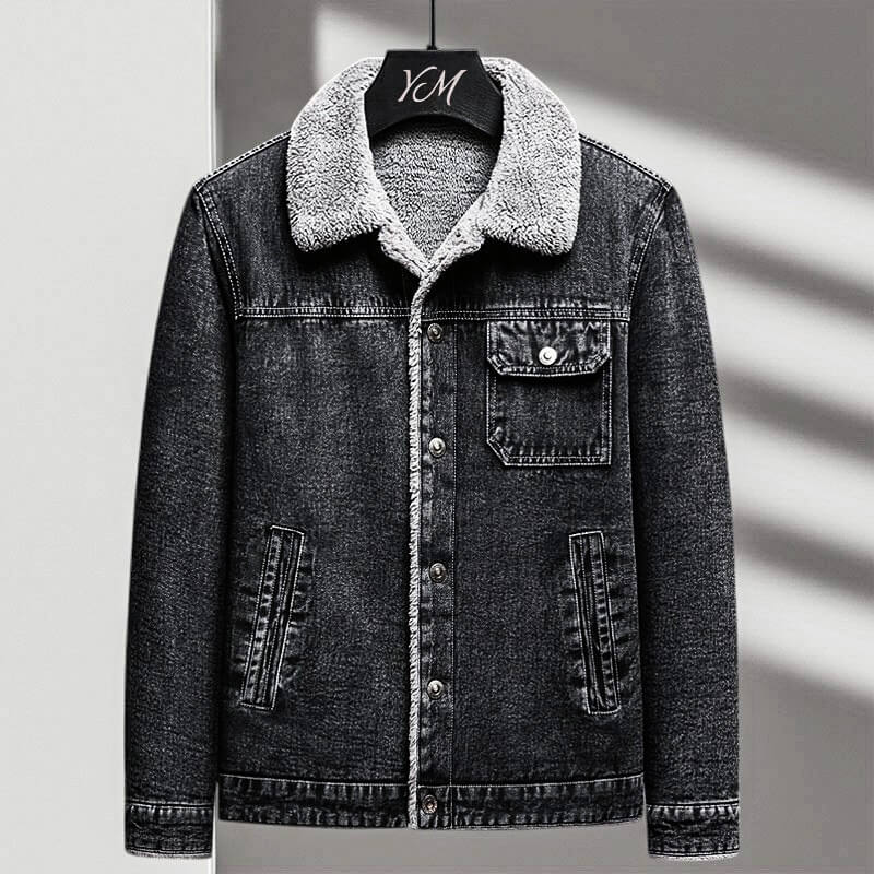 Calvin Denim Jacket with Sherpa Lining for a Comfortable and Elegant Style