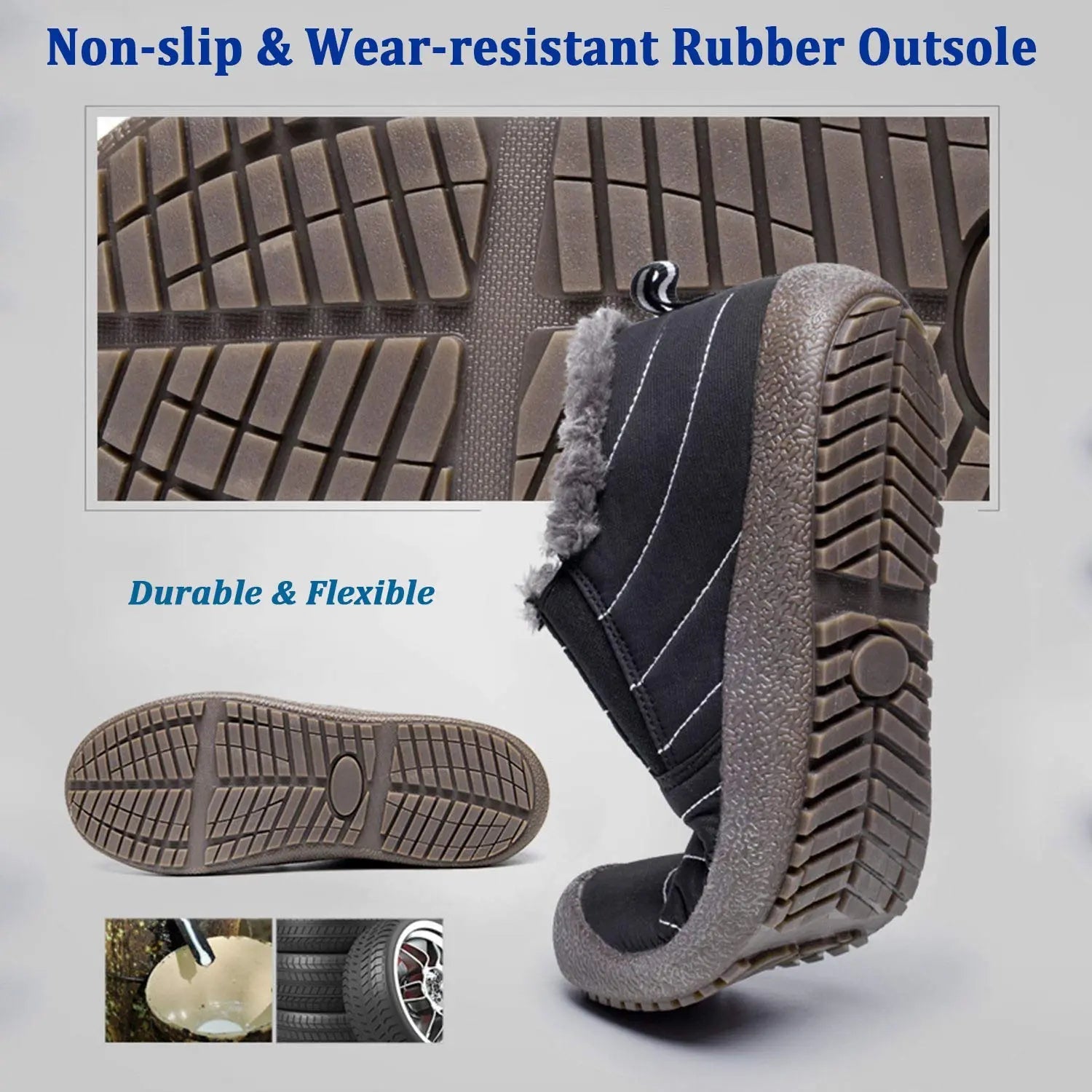 Men's Black Waterproof Winter Boots – Thermal Insulation and Anti-Slip