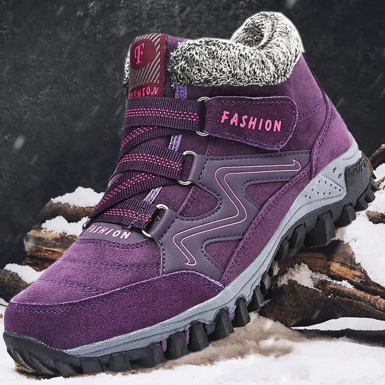 Black Suede Waterproof Ankle Boots for Women – Cozy and Stylish Winter Footwear