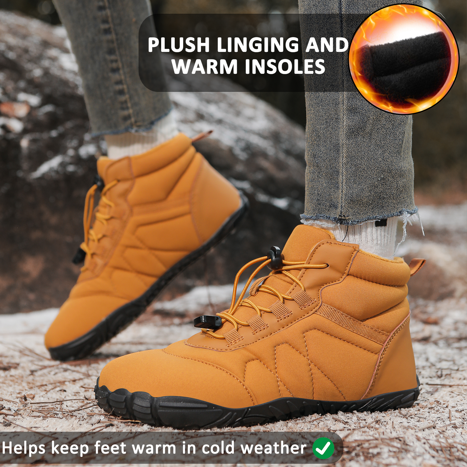 Waterproof winter leather shoes for men and women – Comfortable and non-slip