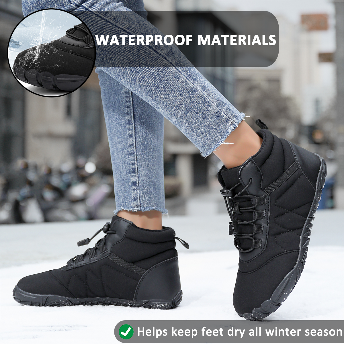 Waterproof winter leather shoes for men and women – Comfortable and non-slip