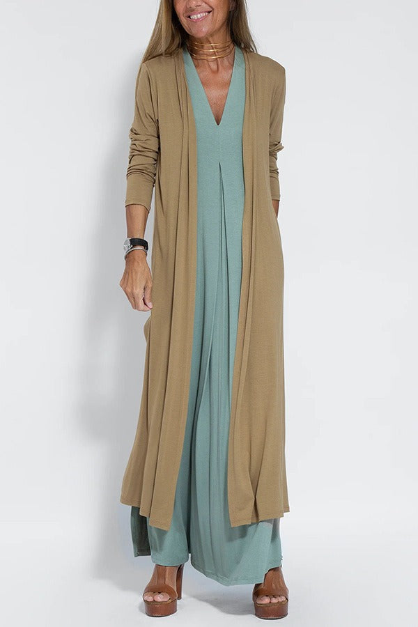 Elegant Maxi Dress with Complimentary Cardigan