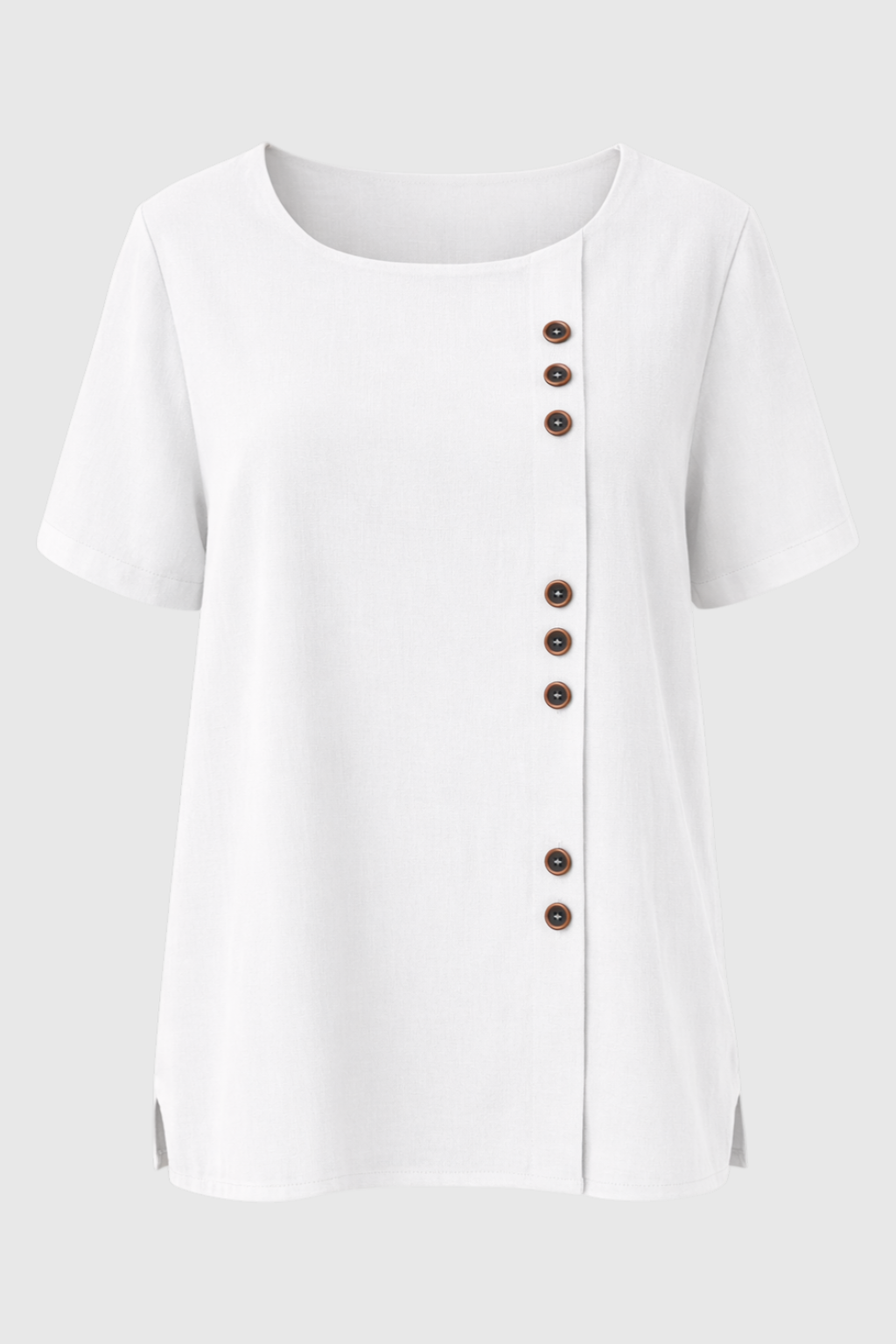 Elegant Women's Linen Blouse with Button-Front Closure