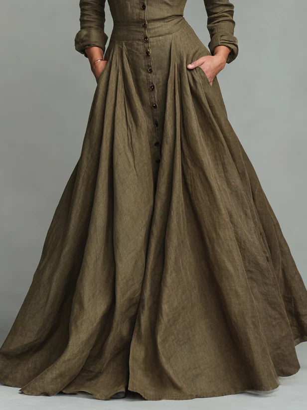 Vintage Long Shirt Dress with Button Details, Classic and Sophisticated Elegance