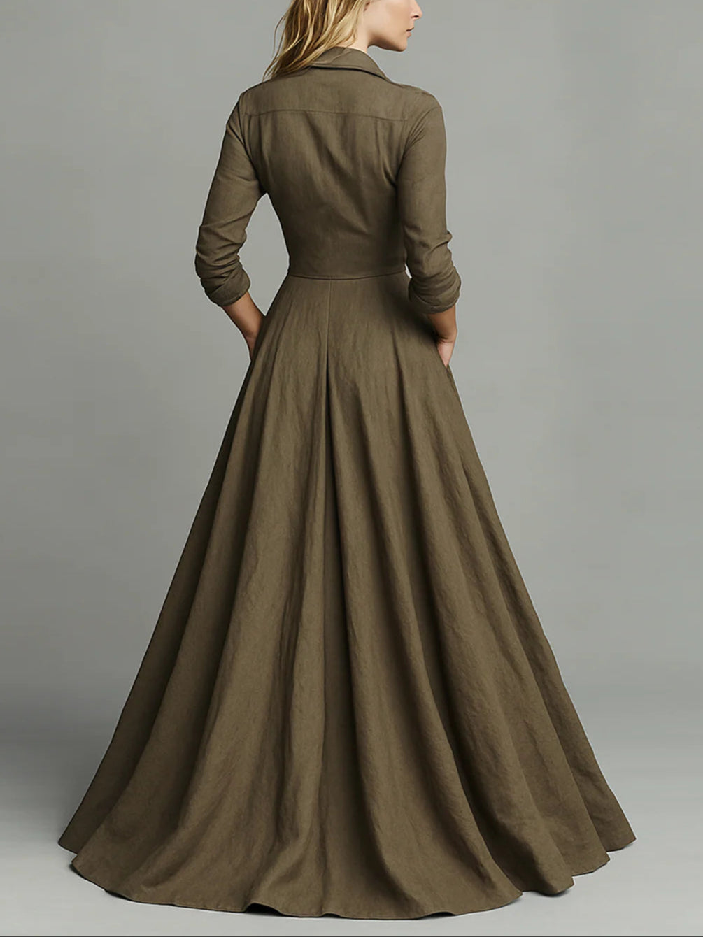 Vintage Long Shirt Dress with Button Details, Classic and Sophisticated Elegance