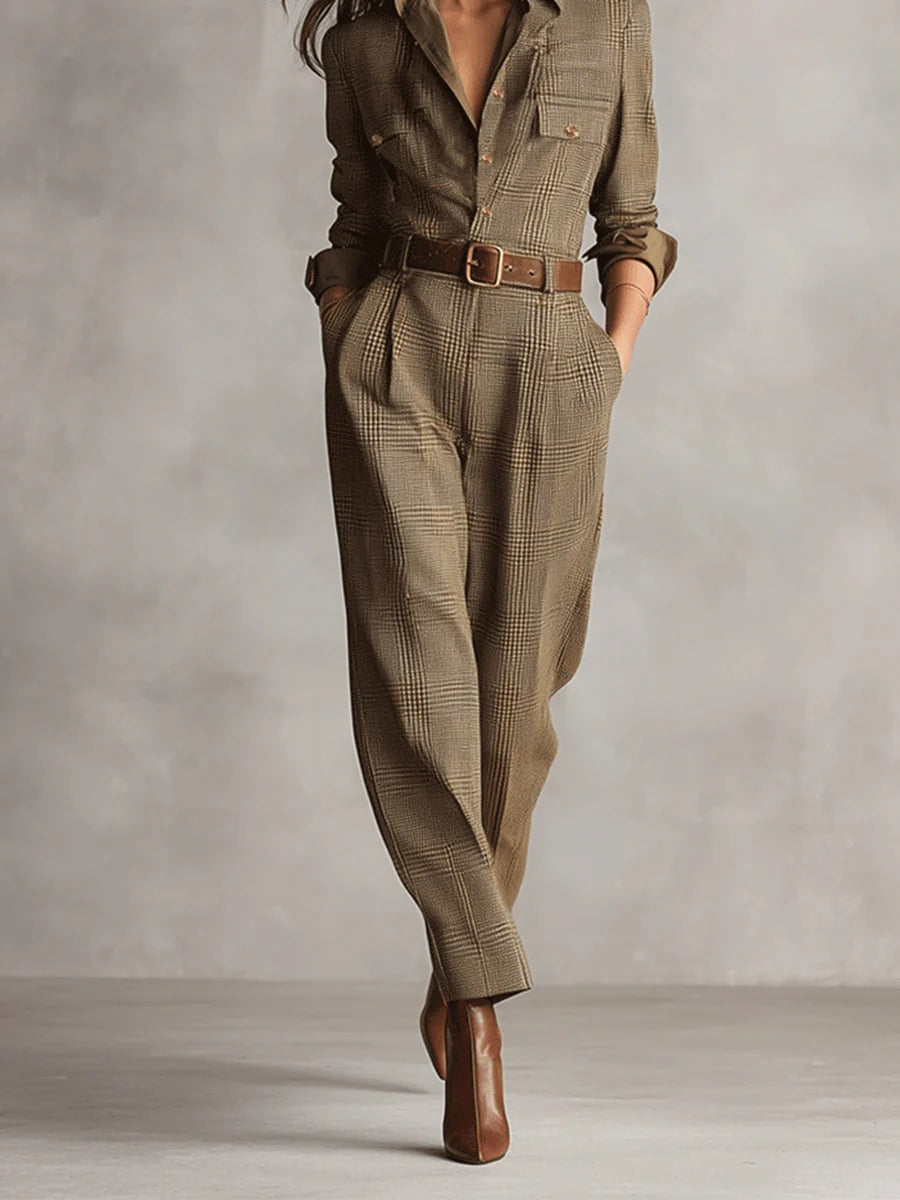 Corenne - Chic Plaid Jumpsuit for Effortless Elegance