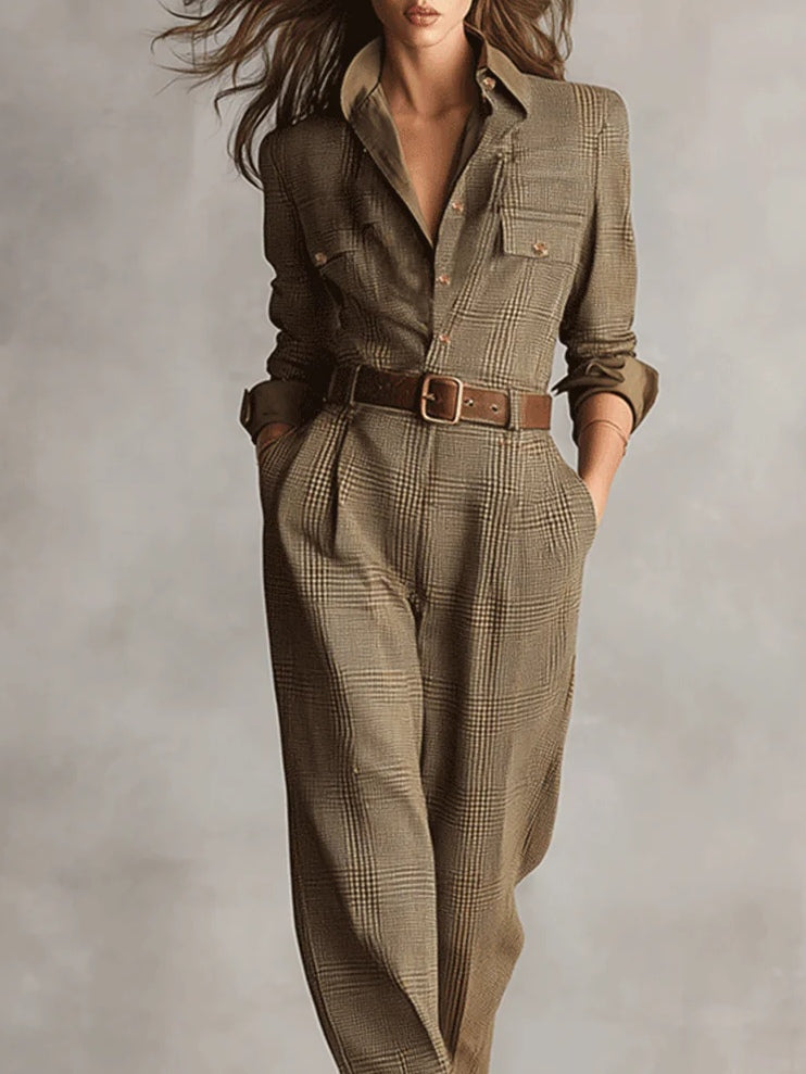 Corenne - Chic Plaid Jumpsuit for Effortless Elegance