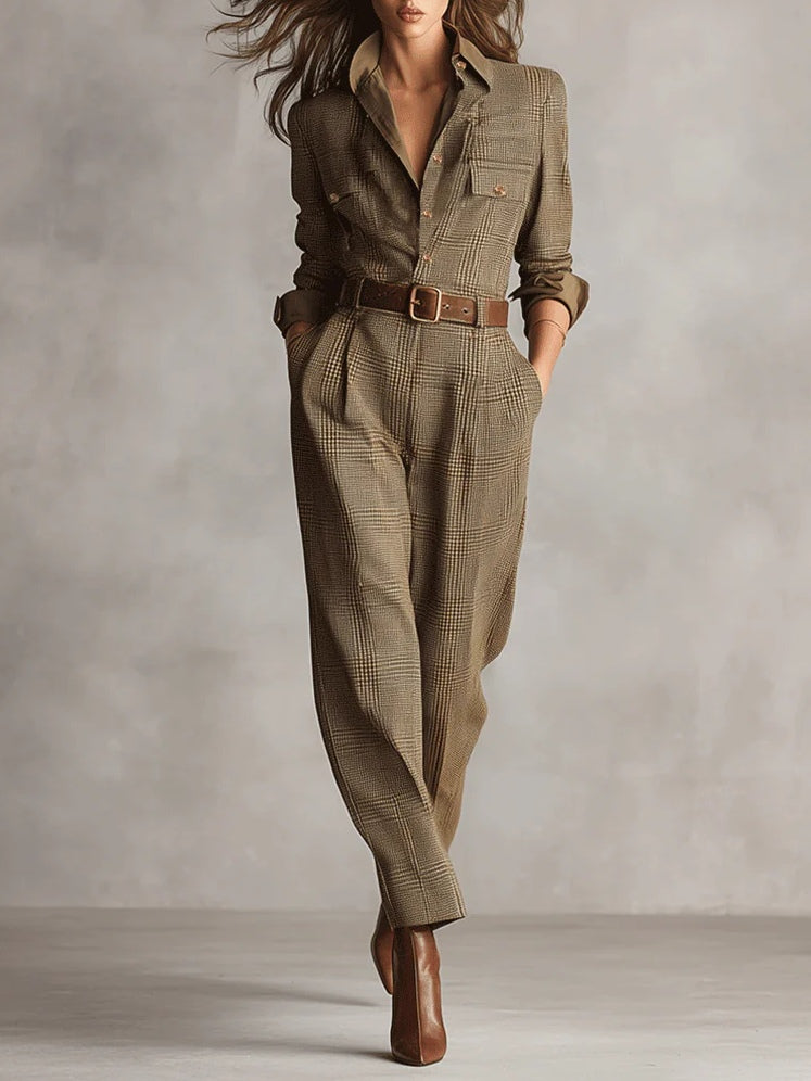 Corenne - Chic Plaid Jumpsuit for Effortless Elegance