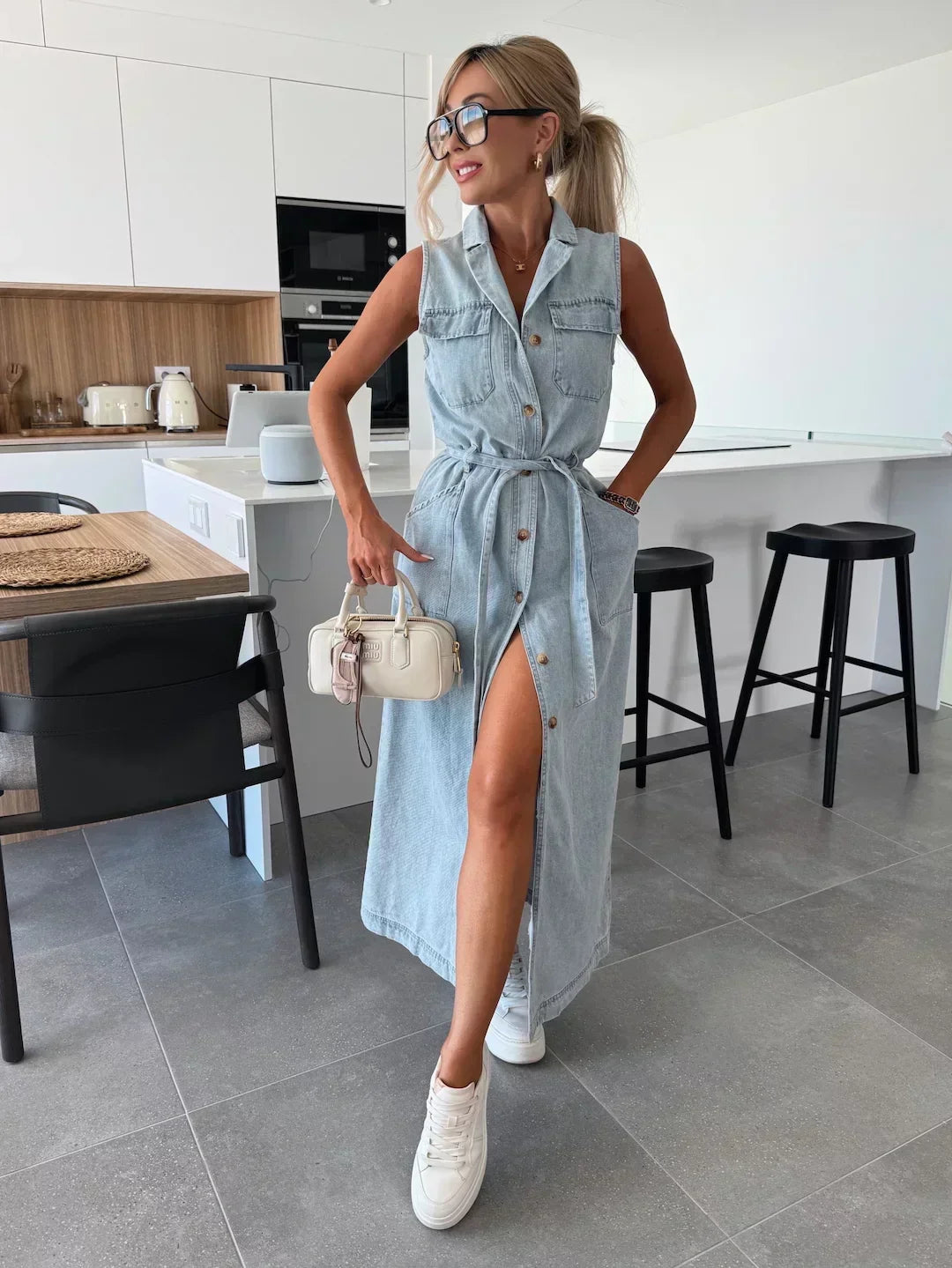 Sleeveless Maxi Denim Dress - Effortless Style for Everyday