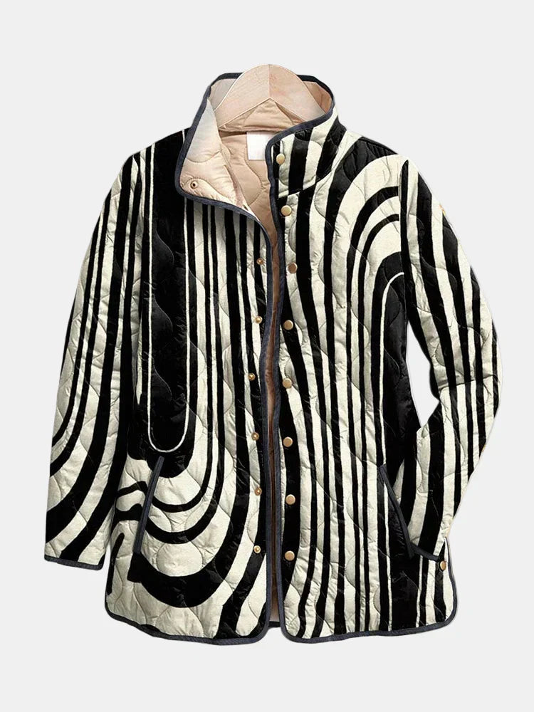 Soraya Quilted Jacket with Bold Abstract Pattern