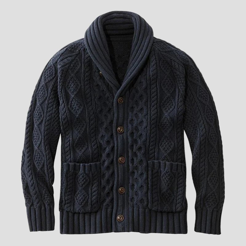 Noah Knitted Jacquard Retro-Style Cardigan