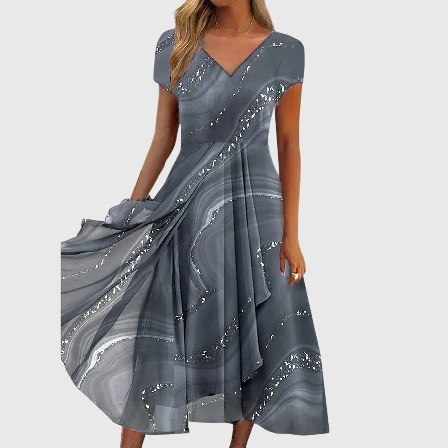 Aubrielle Flowing Midi Dress - Effortless Elegance in a Flowy Silhouette