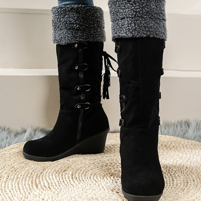 Chic Women's Knee-High Winter Boots with a Durable Thick Sole