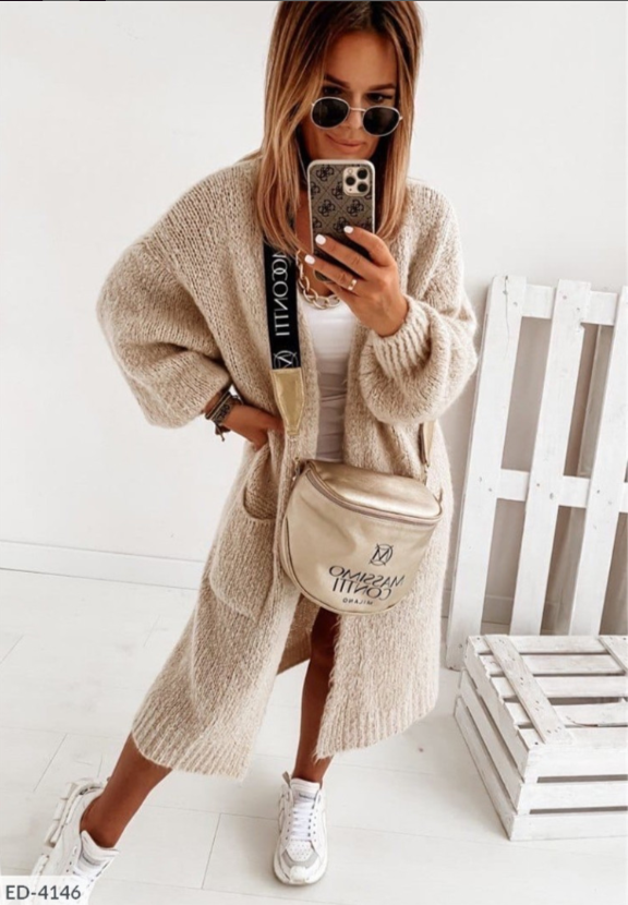 Jessica | Women's Winter Coat with Cozy Long Open-Front Cardigan