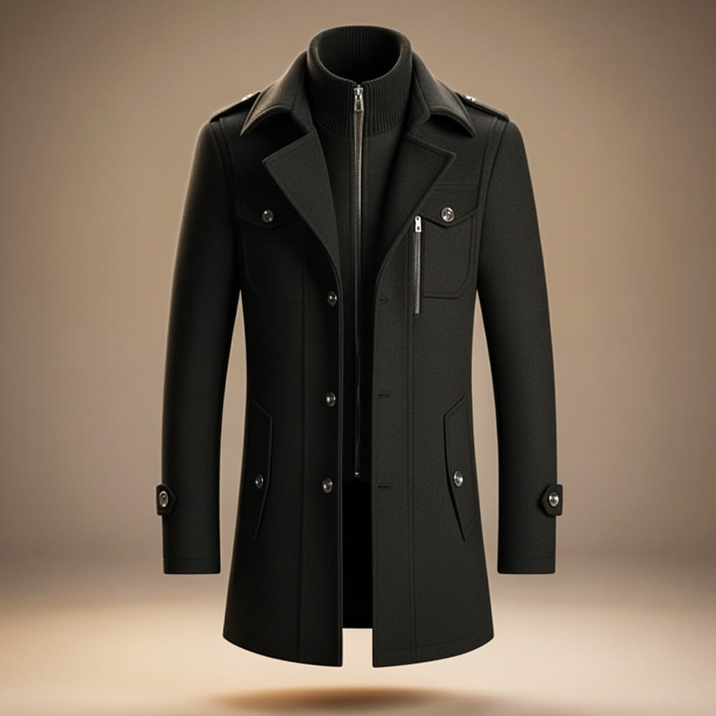 Legacy Frame Coat in pure virgin wool for a sophisticated and warm style