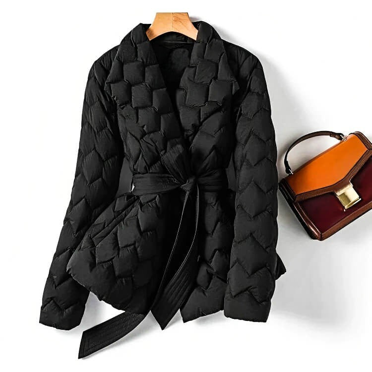 Isabela Quilted and Feathered Coat for a Stylish and Warm Look