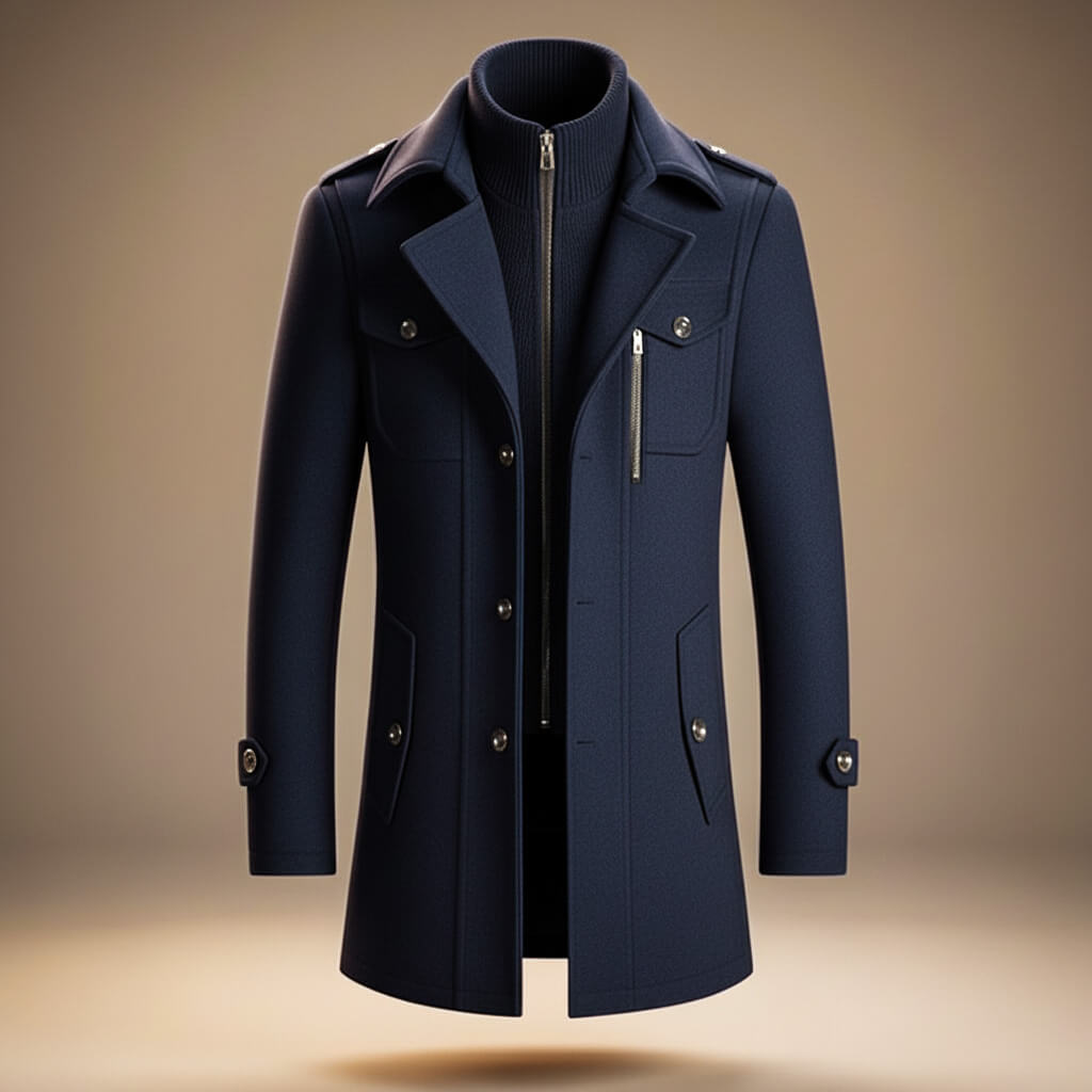 Legacy Frame Coat in pure virgin wool for a sophisticated and warm style