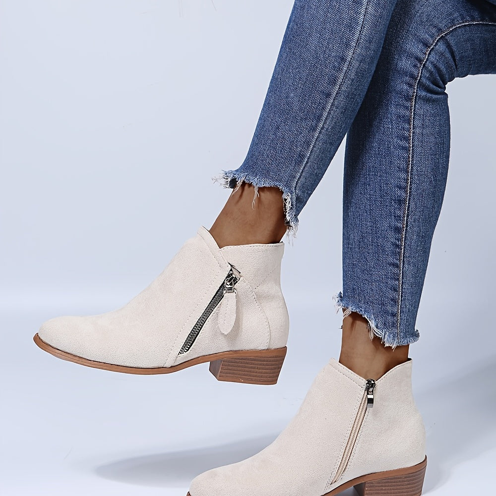 Seren - Sleek pointed-toe ankle boots with heel and convenient zipper