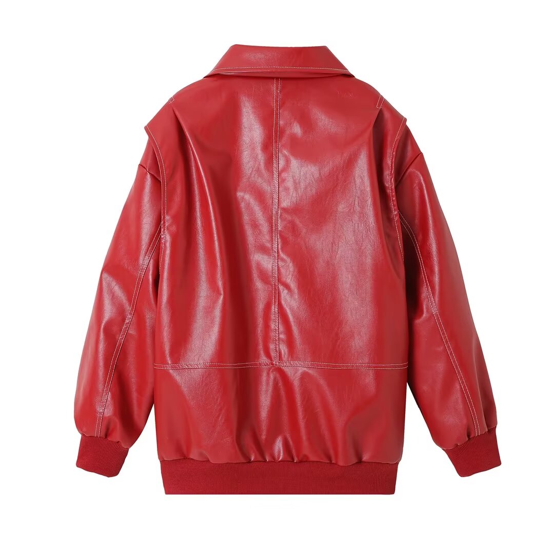 Women's Faux Leather Bomber Jacket - Trendy Style and Guaranteed Comfort