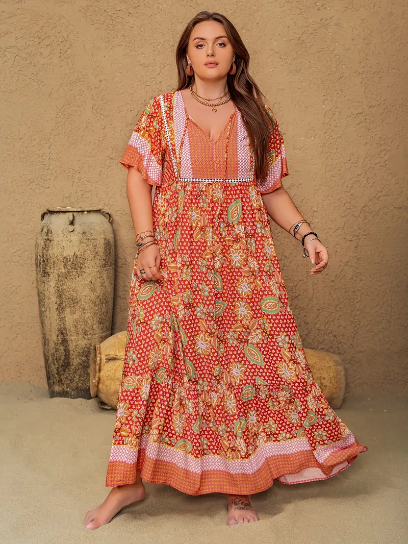 Boho Floral Maxi Dress for Curves – Plus Size