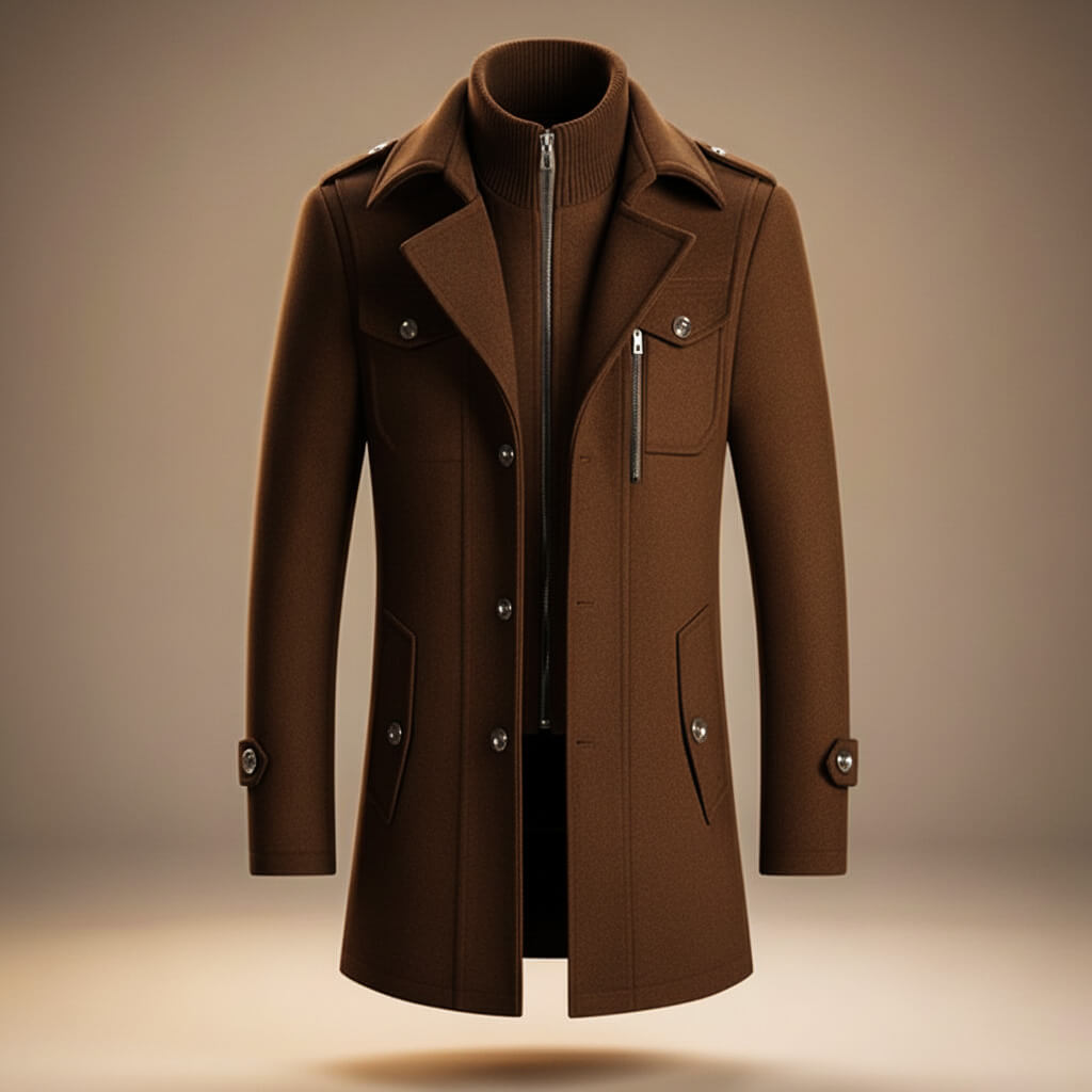 Legacy Frame Coat in pure virgin wool for a sophisticated and warm style