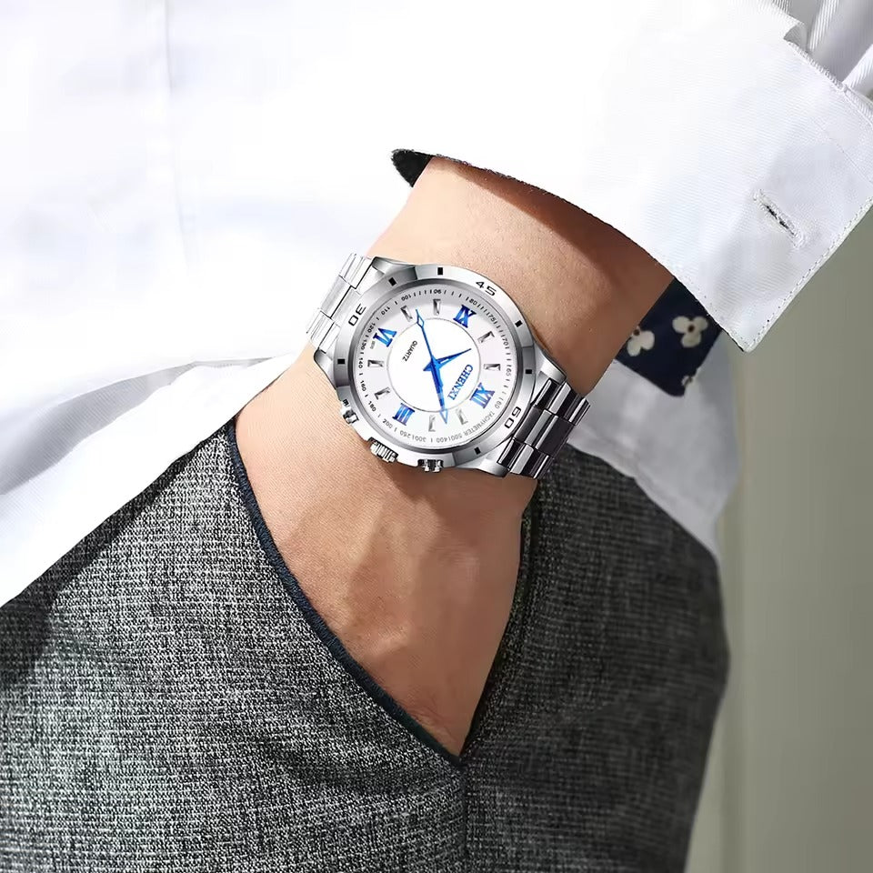 Devishly stylish minimalist stainless steel matching couple's watches