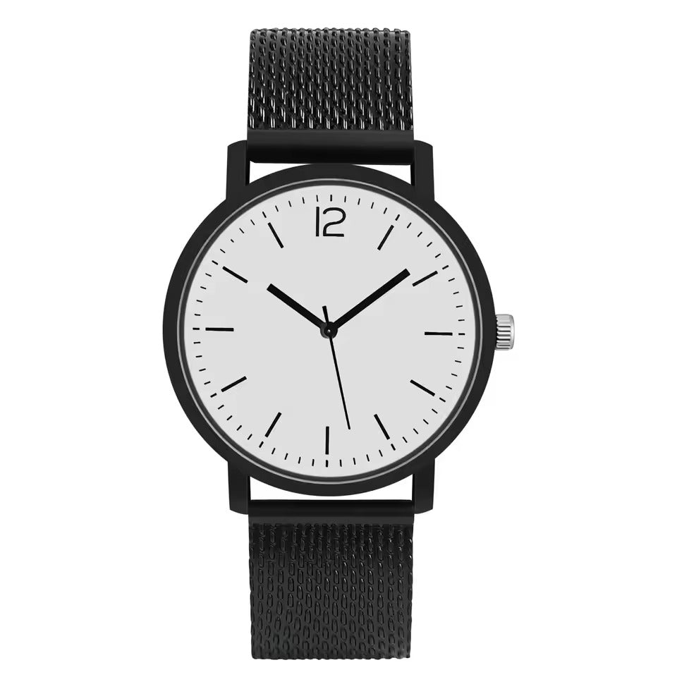 Elegant Black-Toned Quartz Watch for Couples