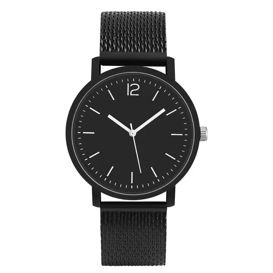 Elegant Black-Toned Quartz Watch for Couples