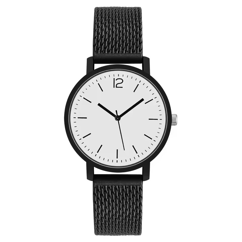 Elegant Black-Toned Quartz Watch for Couples