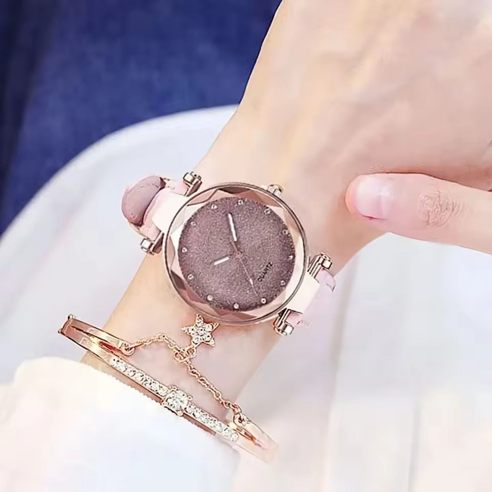 Elegant modern watch adorned with sparkling rhinestones