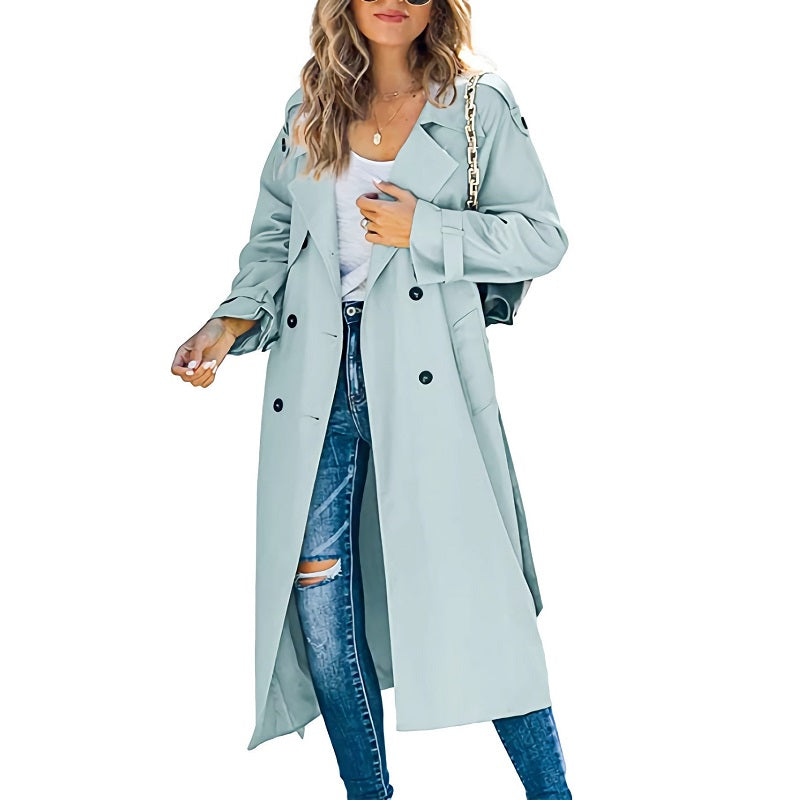Elegant Women's Long Winter Trench Coat for Cozy Warmth