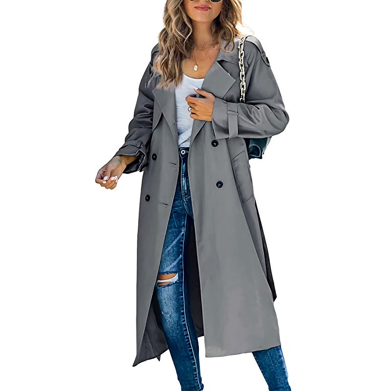 Elegant Women's Long Winter Trench Coat for Cozy Warmth