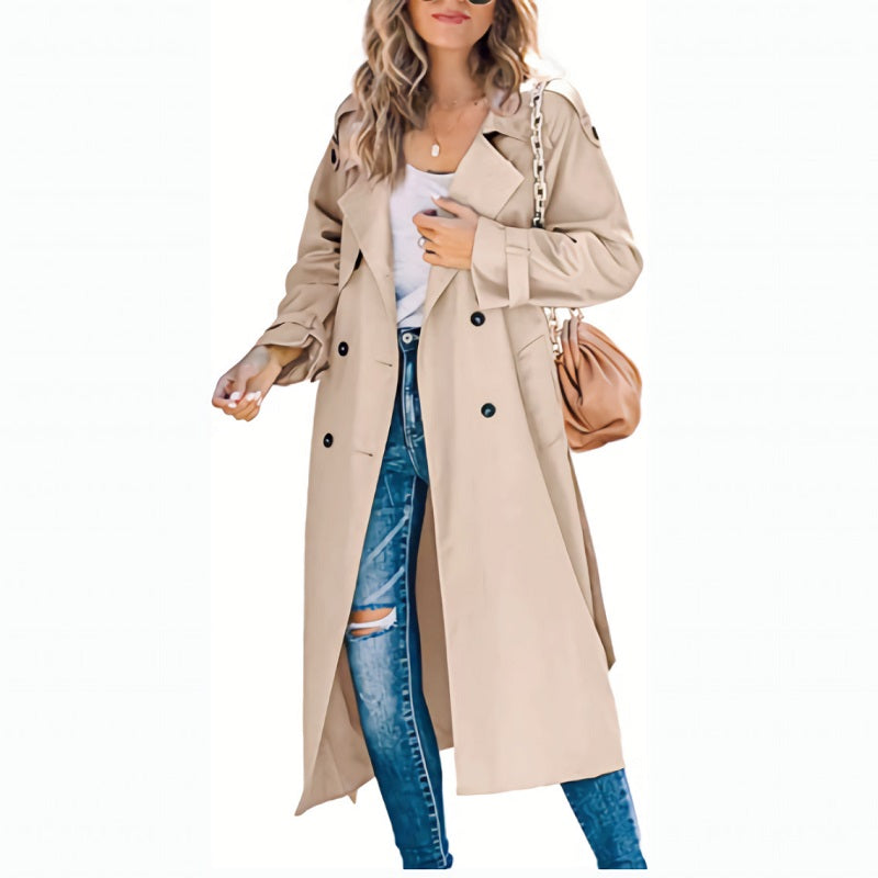 Elegant Women's Long Winter Trench Coat for Cozy Warmth
