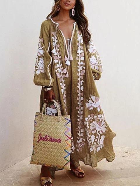 Bohemian Printed Oversized Maxi Dress for Comfort and Elegance Style