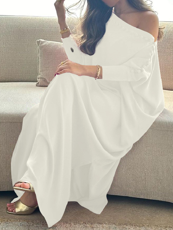 Women’s Loose Fit Button Detail Maxi Dress