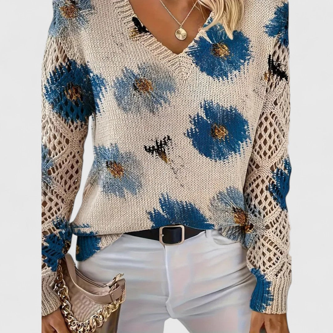 Annes - Elegant Floral Pattern Sweater for a Stylish Look