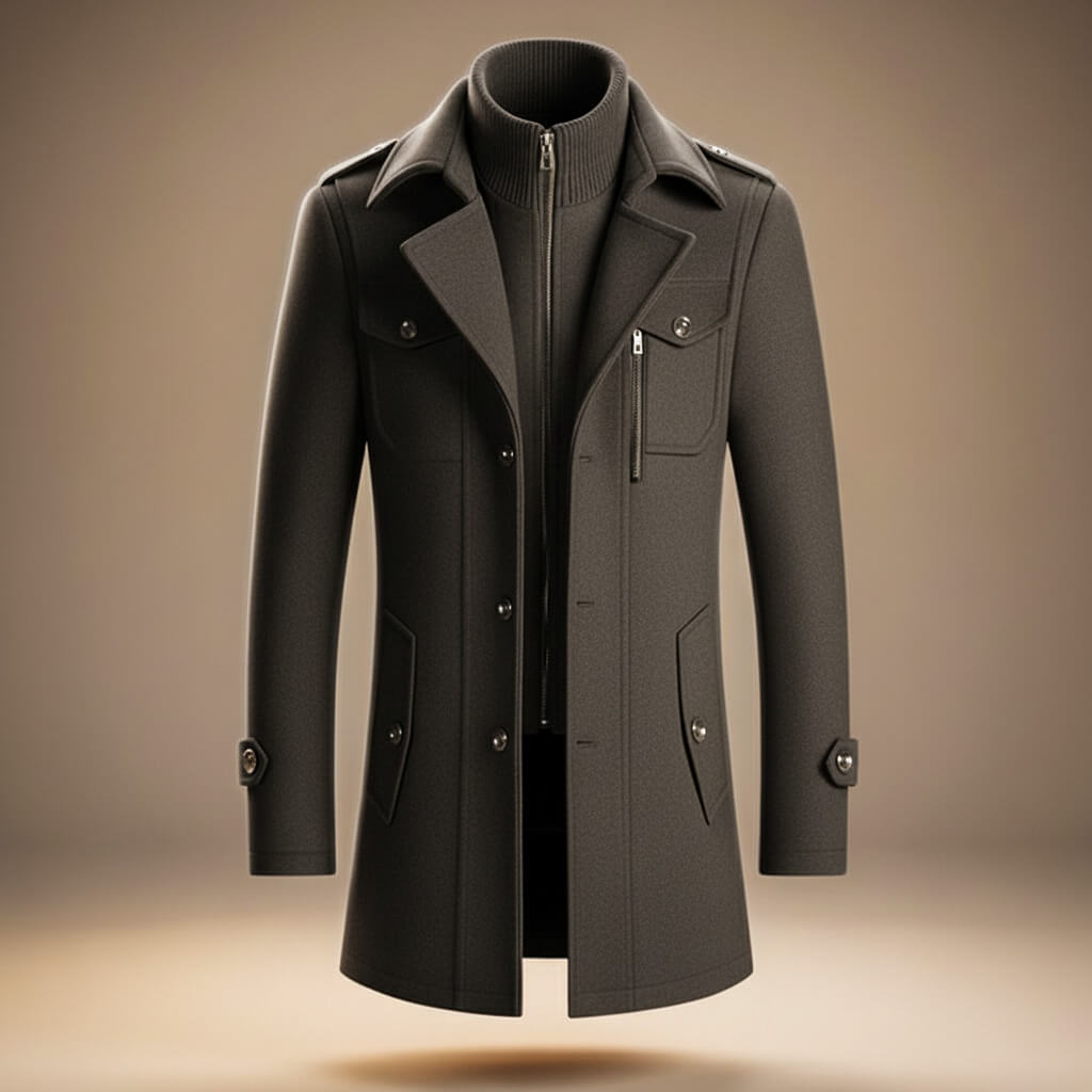 Legacy Frame Coat in pure virgin wool for a sophisticated and warm style