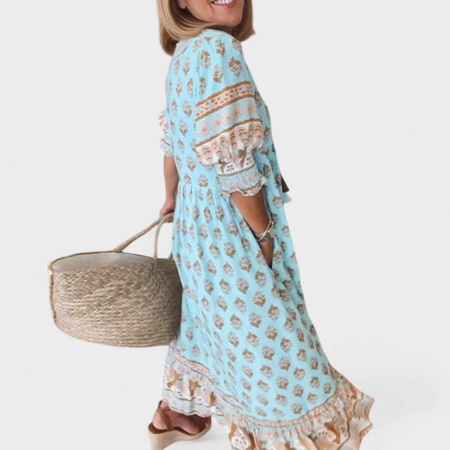 Dress: Flattering V-Neck and Classic A-Line Silhouette