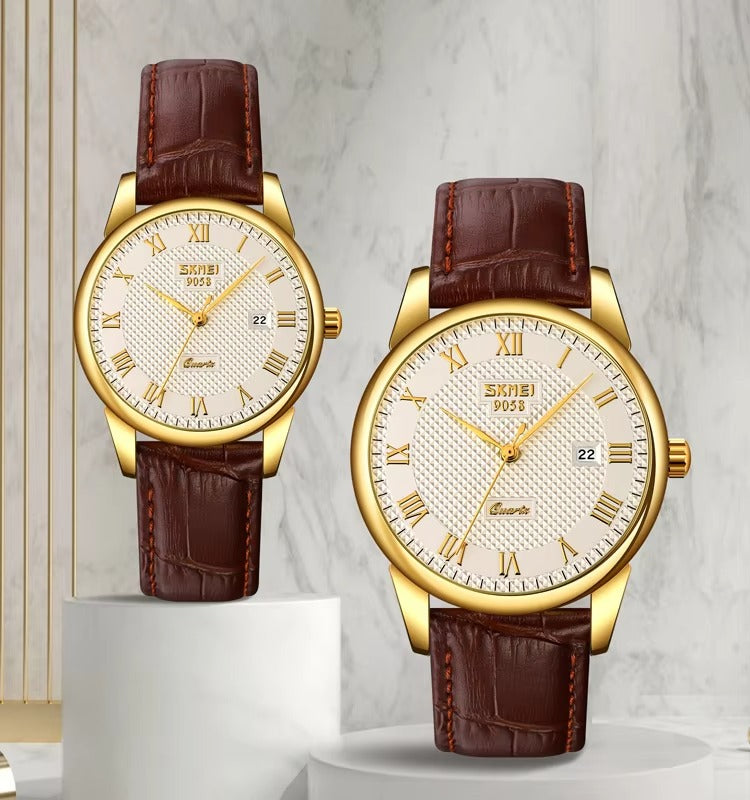 Classic Leather Couple Watch - Elegance and Sophistication