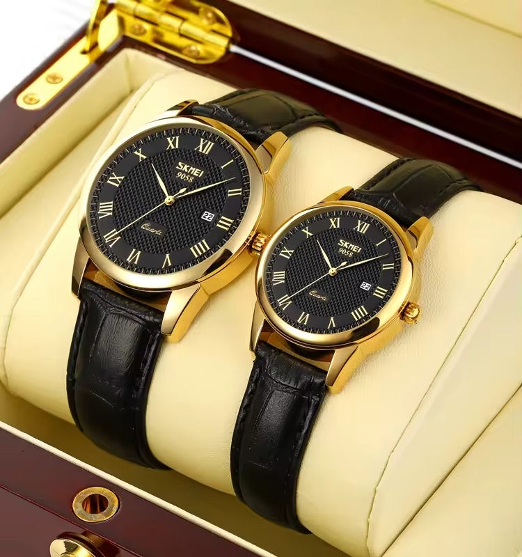 Classic Leather Couple Watch - Elegance and Sophistication