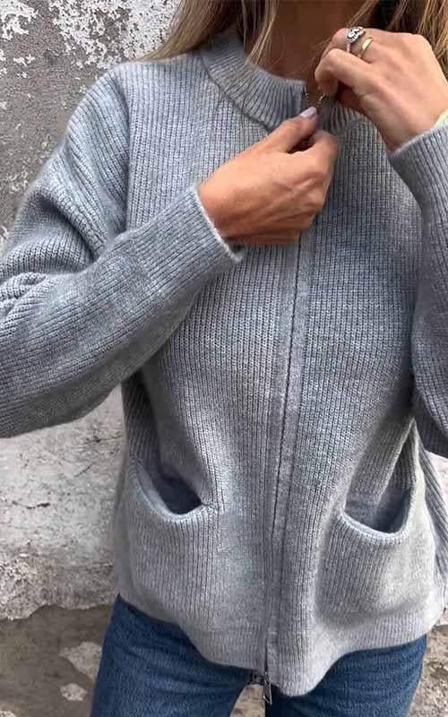 Cozy Zip-Up Knit Cardigan