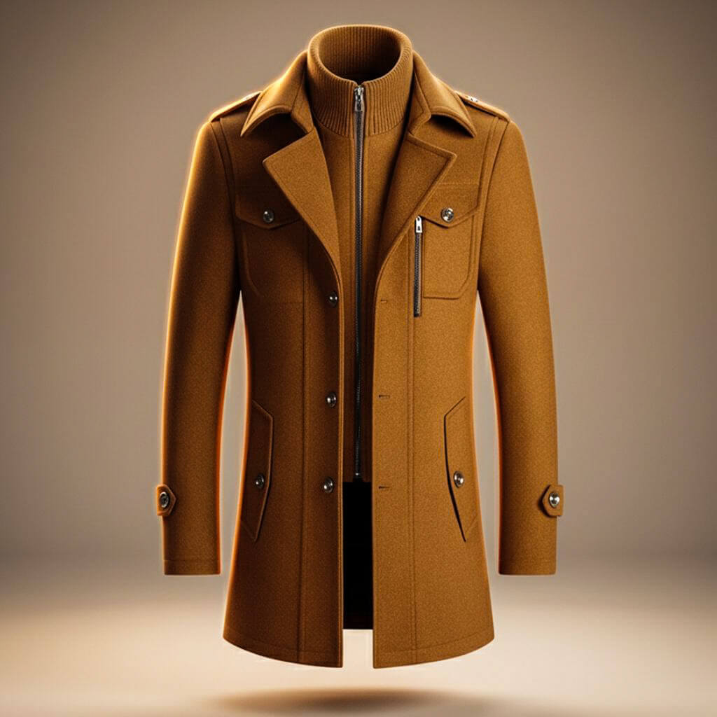 Legacy Frame Coat in pure virgin wool for a sophisticated and warm style
