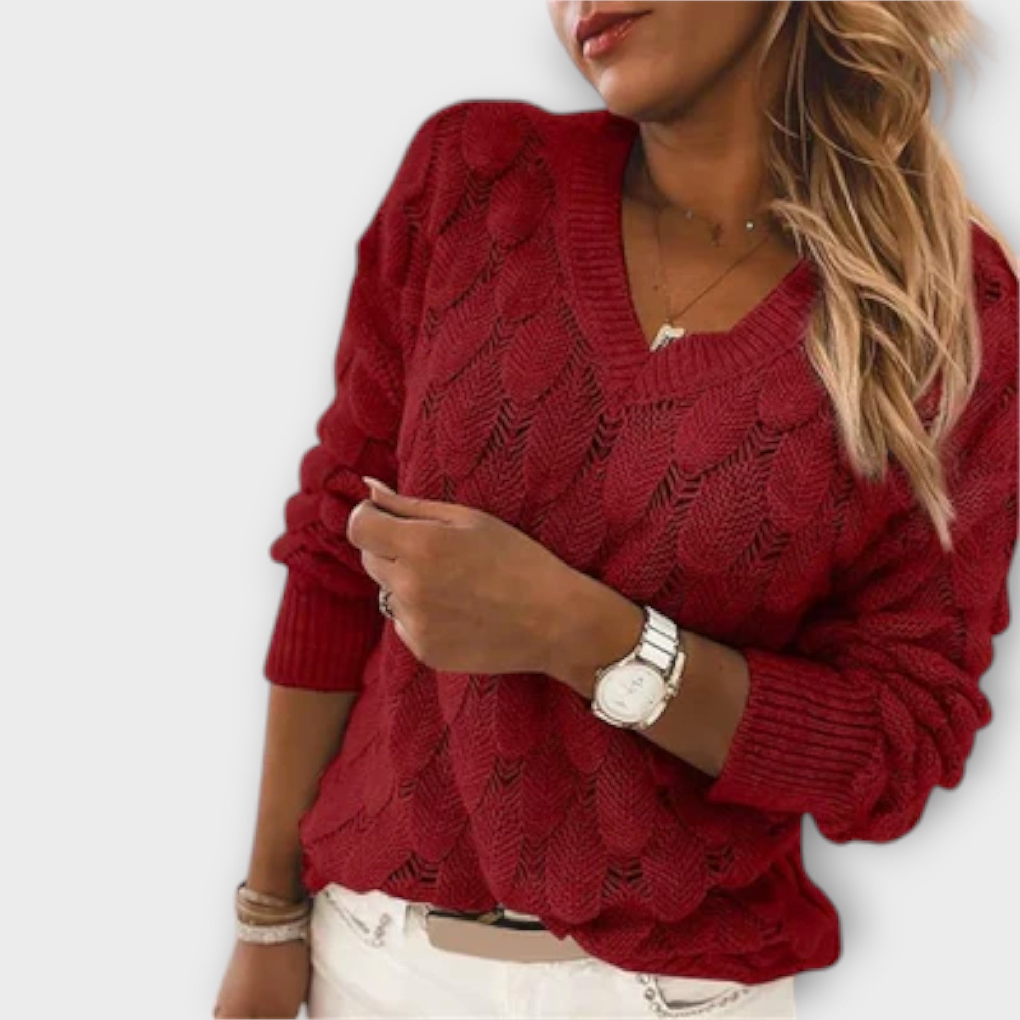 Aine - Elegant V-Neck Sweater for Casual Chic