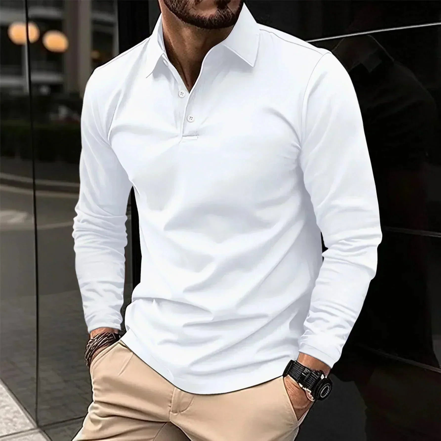 Adrian | Long Sleeve Polo Modern Fit Elegant and Comfortable