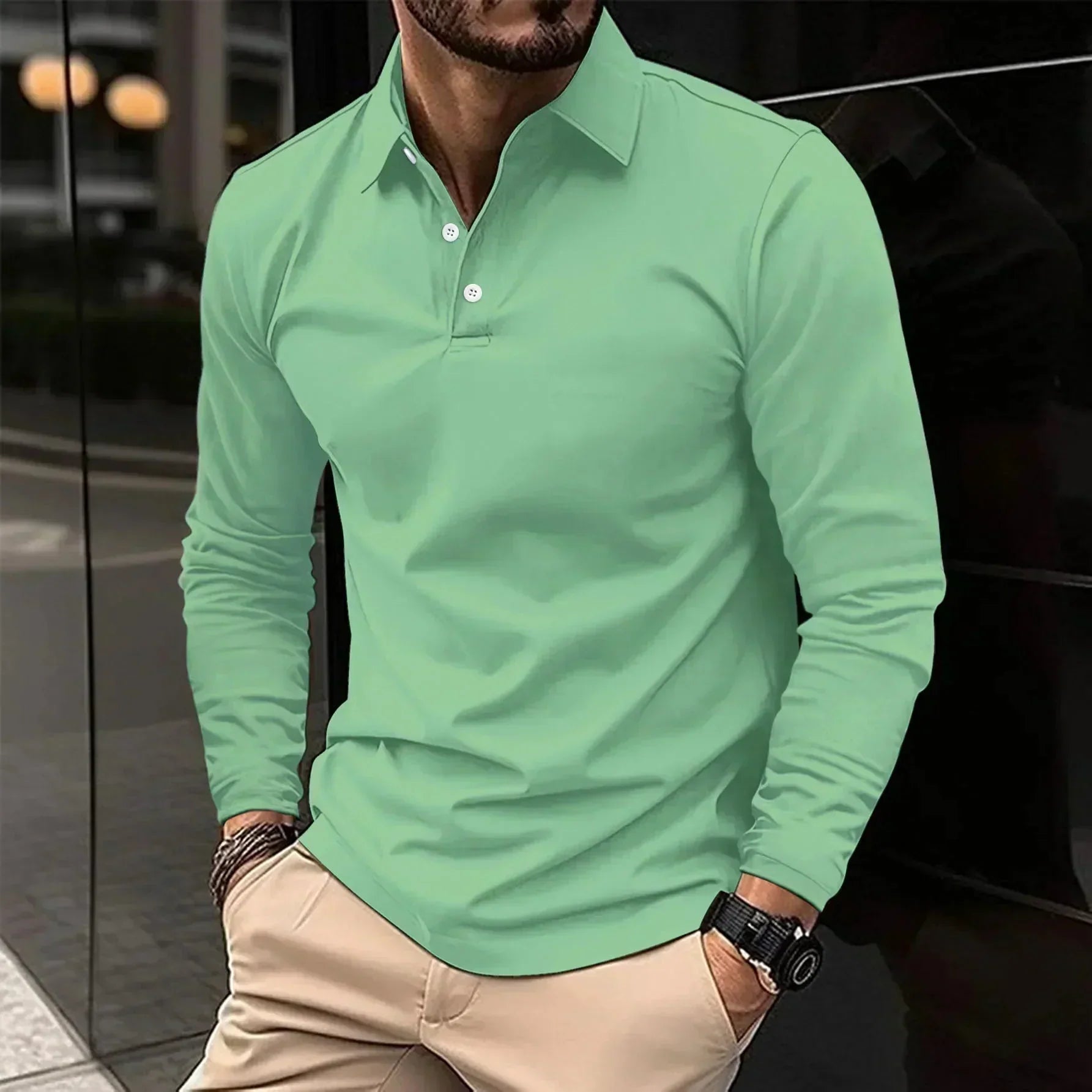 Adrian | Long Sleeve Polo Modern Fit Elegant and Comfortable