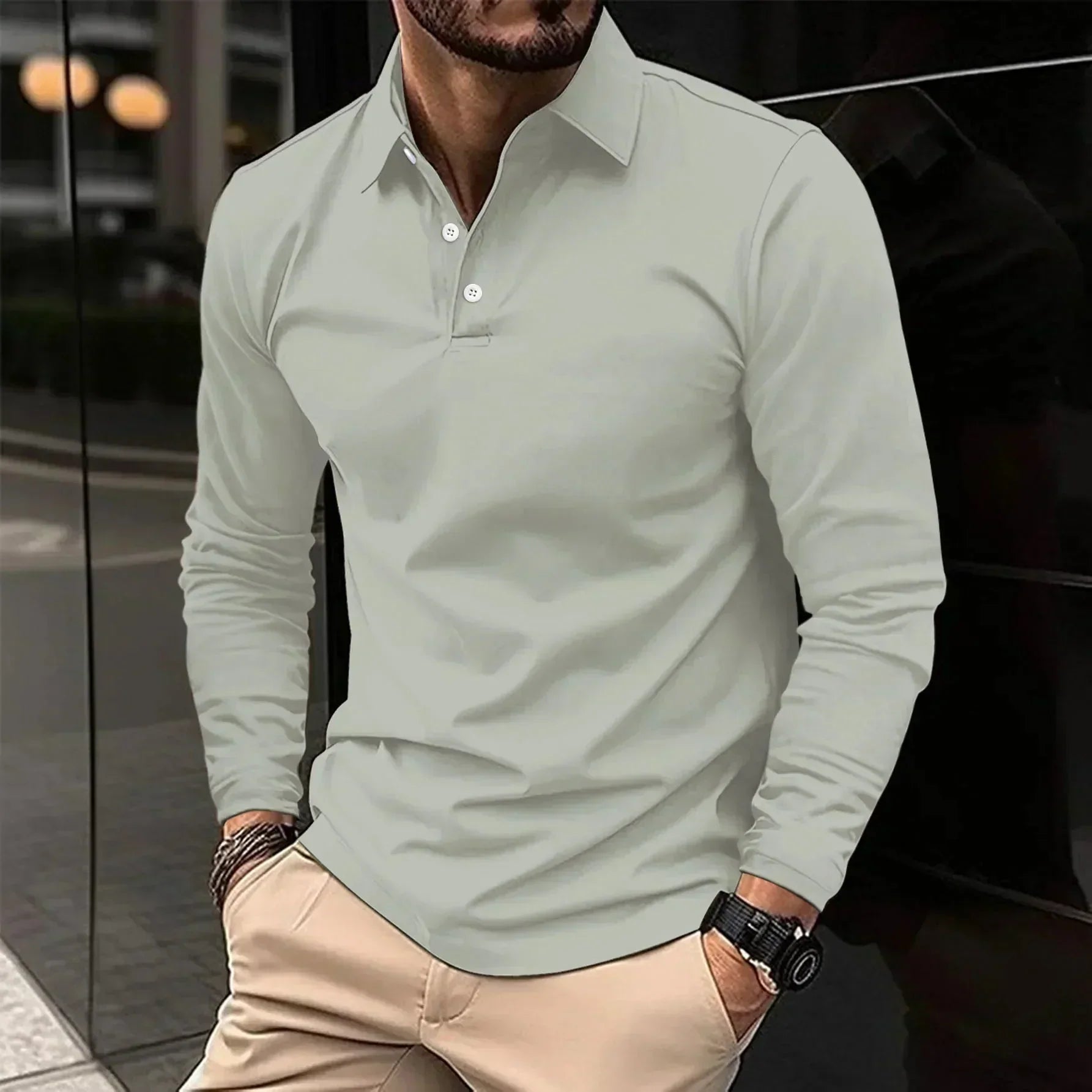 Adrian | Long Sleeve Polo Modern Fit Elegant and Comfortable