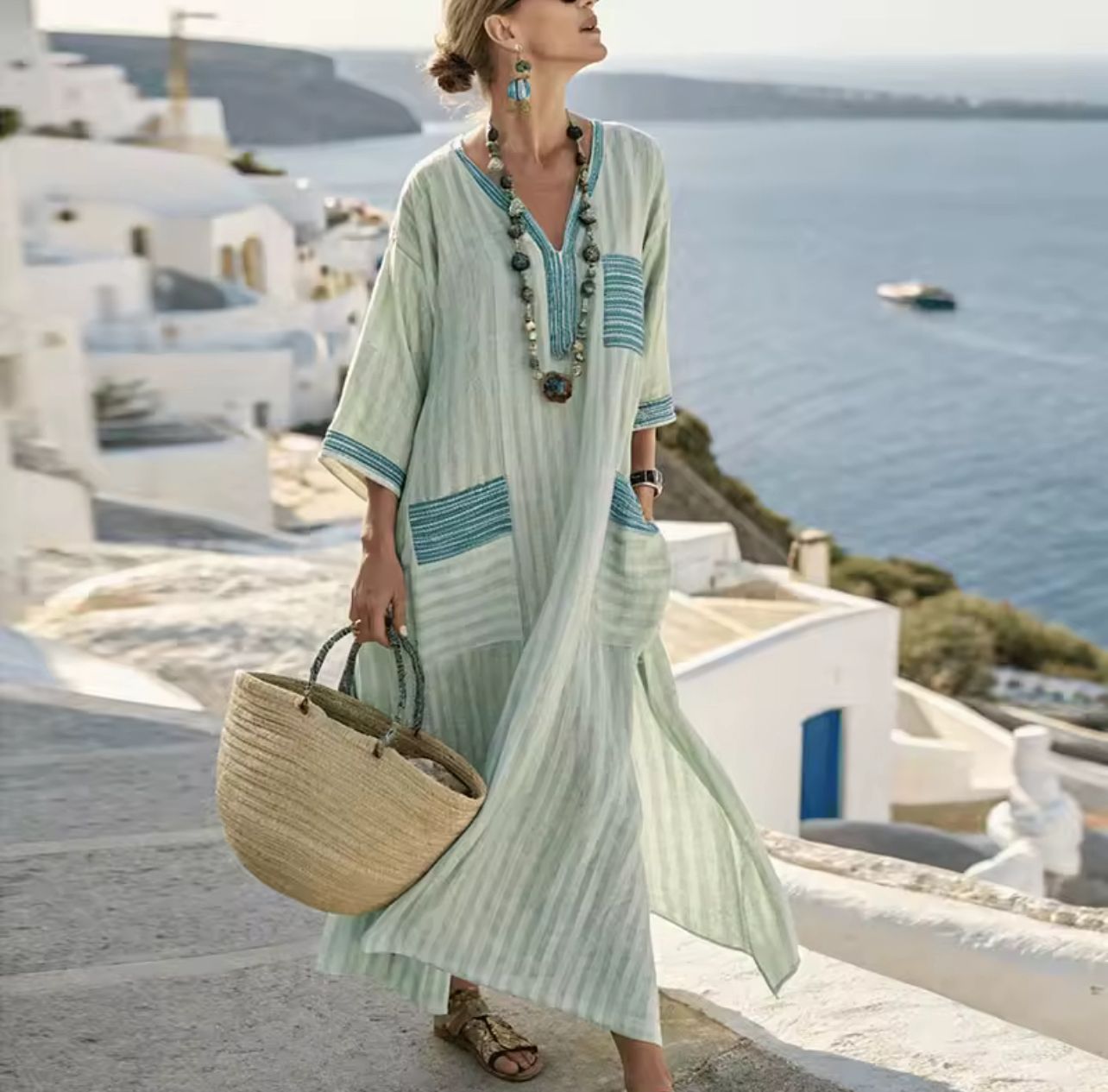 Elegant Mary: A Long Strand Dress for a Chic Summer Look
