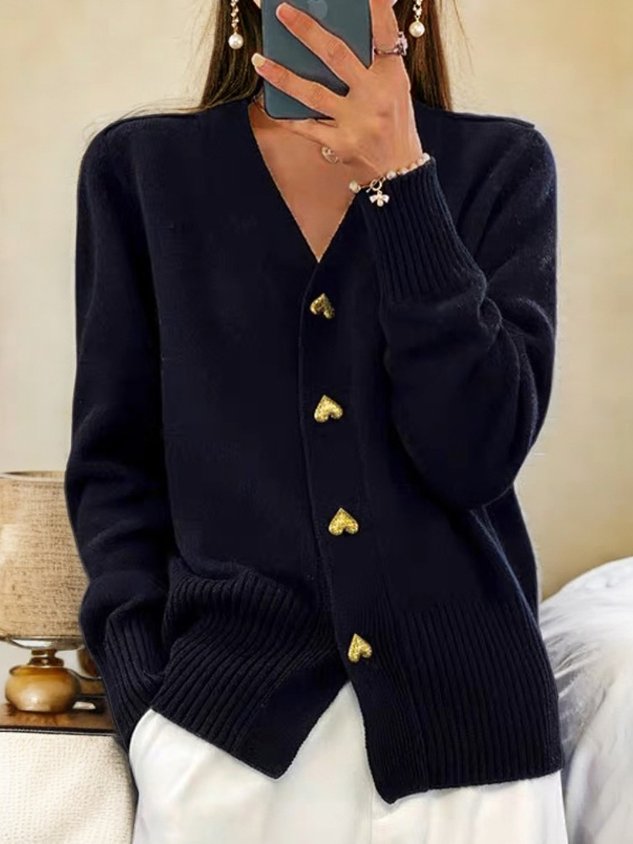 Heart Button Cardigan — Cozy, Feminine Knit