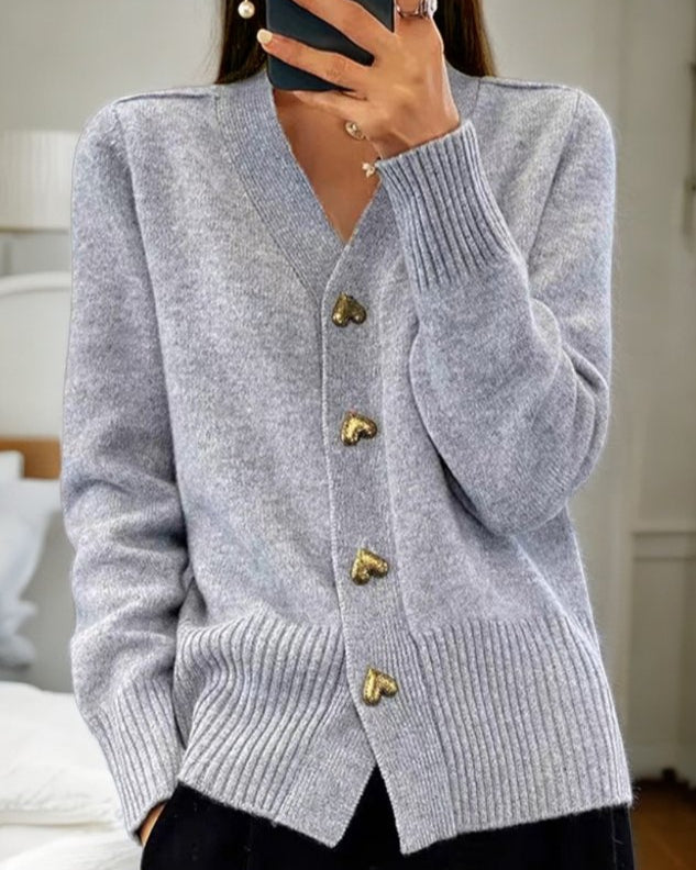 Adele | Charming Wool Cardigan with Heart-Shaped Buttons